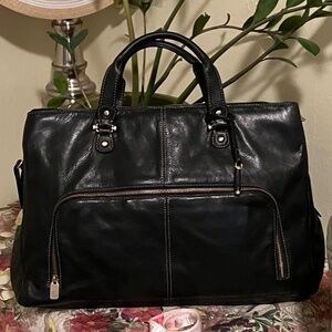 Liz Claiborne Leather Briefcase Laptop Bag, Black